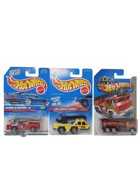 3 Hot Wheels Fire Trucks Flame Stopper II Fire Squad Series & HW City  #D-40